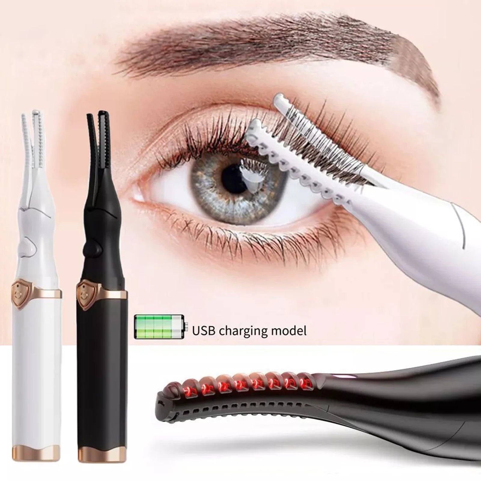 Heated Eyelash Curler for Women Mini USB Rechargeable Finalize Eyelash Tool for Makeup Natural Curling Eye Lashes