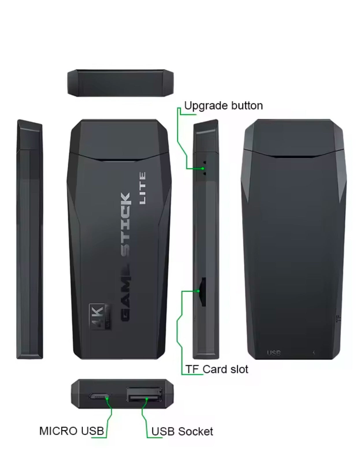 M8 Wireless Retro Game Console Stick, Retro Game Stick 4K HDMI Output Classic